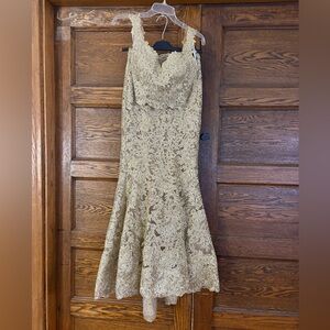 Sherri Hill Elegant Tan Fabric